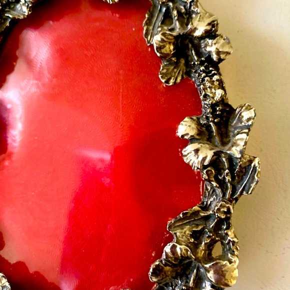 Vintage Oval Gold Metal Hibiscus Flower Frame 3.5/4.5 Inch - Picture 6 of 11